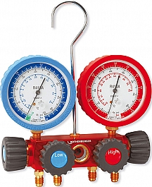 Четырехпозиционный аналоговый манометрический коллектор для хладагентов R410A, R32 Rothenberger 5/16 SAE