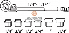 Диапазон применения клуппа трубного ручного Super-Ego 600 Set Compact 1/2"-3/4"-1" NPT